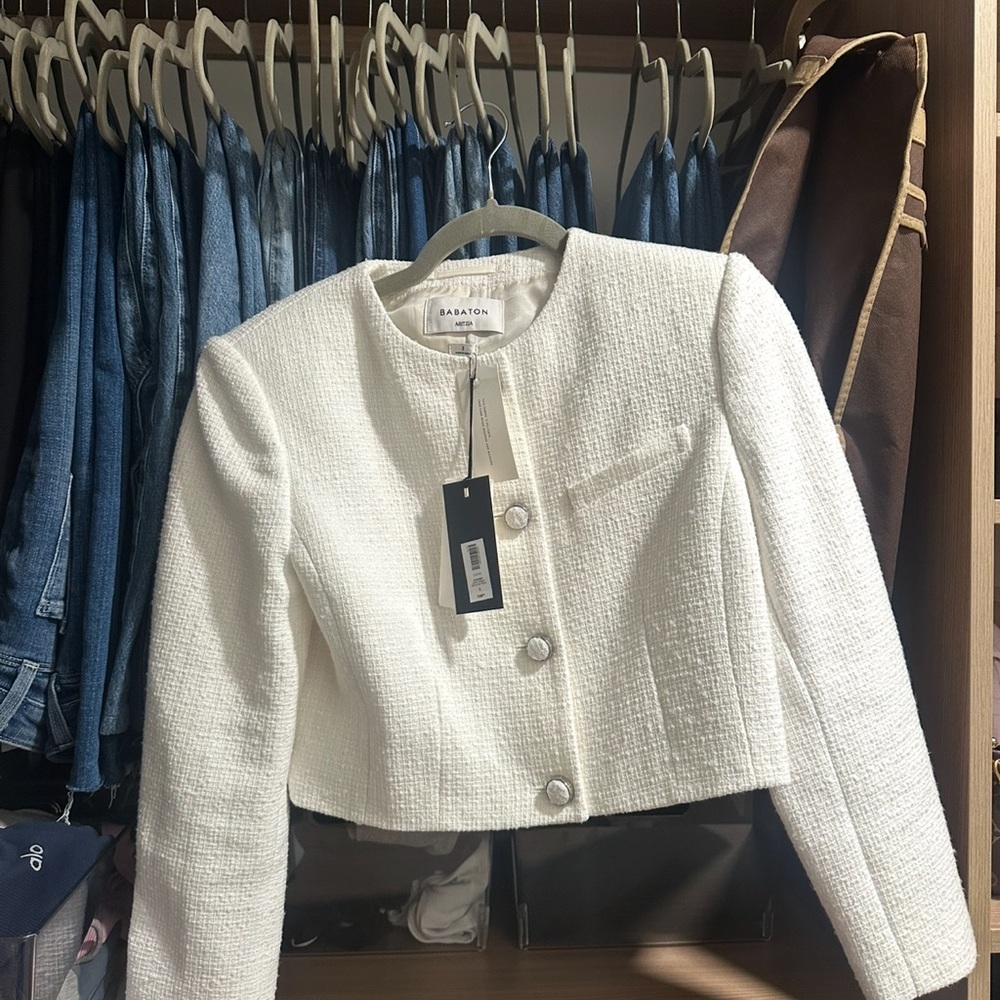 Sandro White Textured Blazer